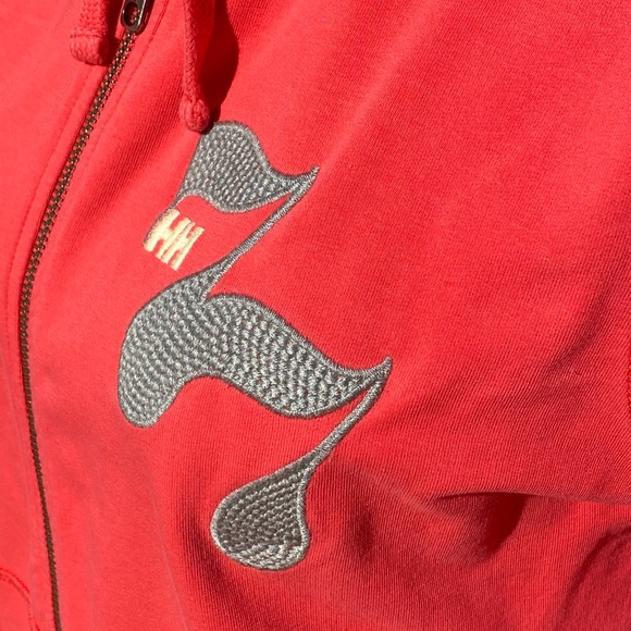 Helly Hanson full zip hoody sweatshirt 77 logo drawstring lined hood Medium red - Picture 7 of 10
